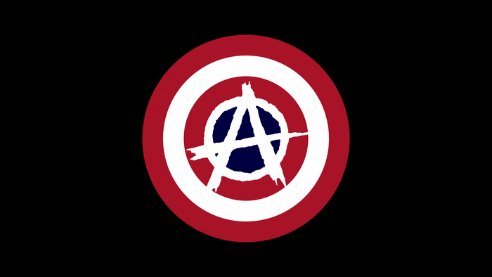 Anarchy symbol on Captain America shield
