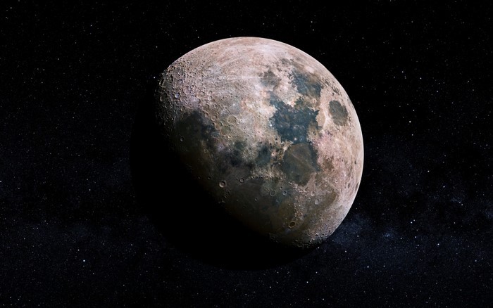 The Moon in outer space with stars