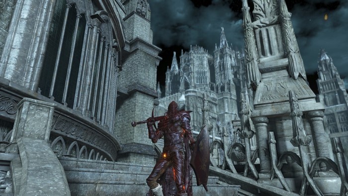 Dark Souls III character in a gothic cathedral