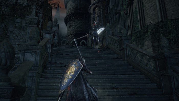Dark Souls III Knight Battle on Stairs