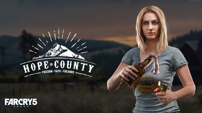 Woman with Molotov Cocktail in Hope County from Far Cry 5 4K