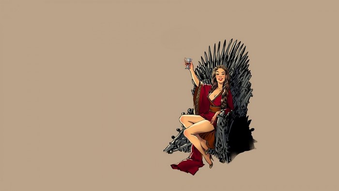 Cersei Lannister from Game of Thrones on the Iron Throne