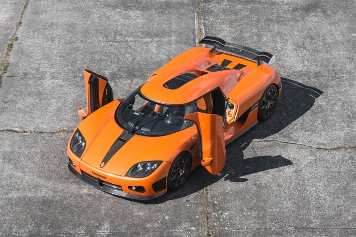 Orange Koenigsegg Agera RS with doors open