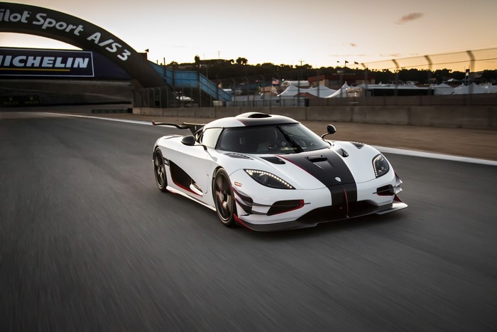 White Koenigsegg Agera RS on a Race Track