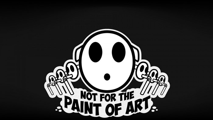 Paper Mario Shy Guy logo with text