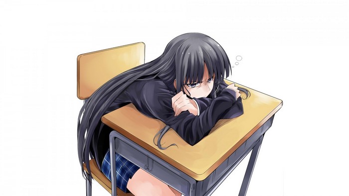 Touma Kazusa from White Album lying on a desk