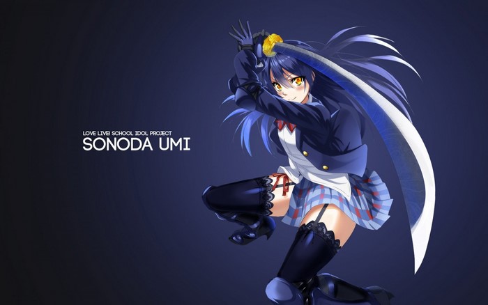 Sonoda Umi from Love Live! School Idol Project with a Katana
