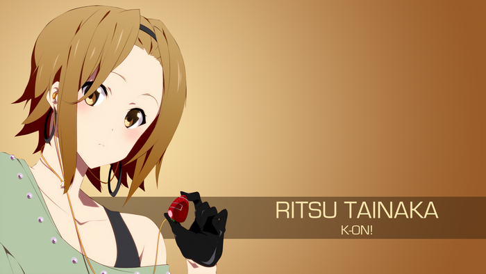 Ritsu Tainaka from K-ON! holding a red object