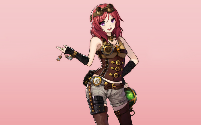 Nishikino Maki from Love Live! Steampunk Illustration