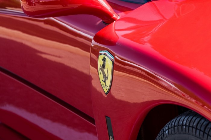 Red Ferrari F40 with Prancing Horse Emblem