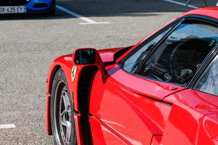 Red Ferrari F40 sports car detail