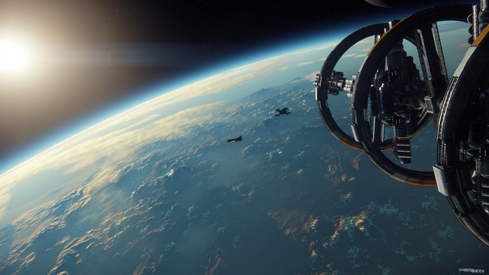 Star Citizen: Spaceships orbiting Earth