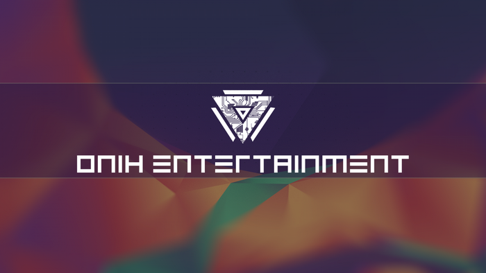 Onih Entertainment logo with abstract background