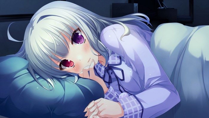 Anime girl lying in bed