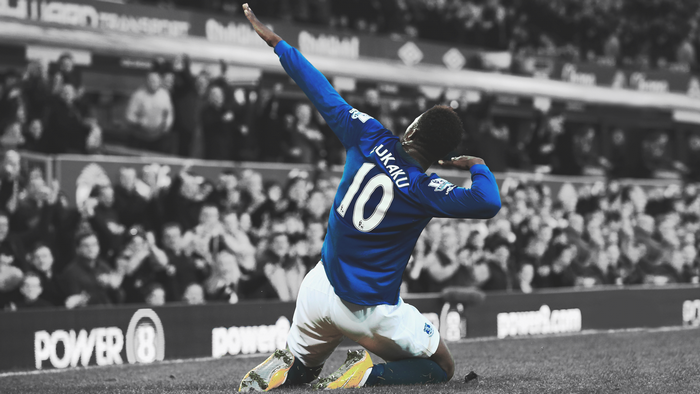 Romelu Lukaku of Everton FC celebrating a goal