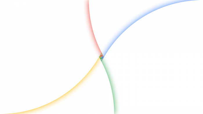 Google logo with colorful abstract shapes