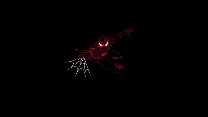Spider-Man with red outline on black background