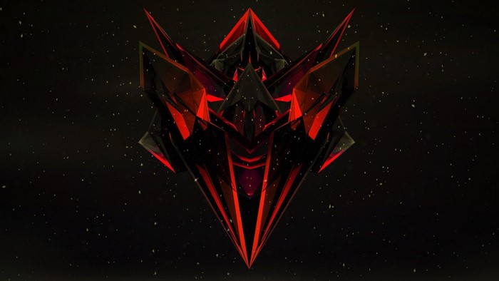 Dark Symmetrical 3D Abstract Red and Orange Shape