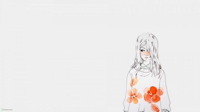 Anime girl with flowers on sweater