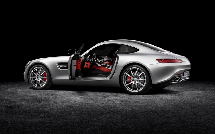 Silver Mercedes-AMG GT with Red Interior
