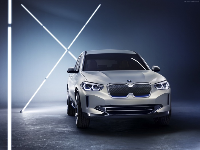 BMW iX3 electric car in studio