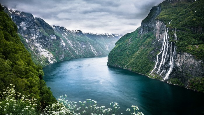 Geirangerfjord Norway with Seven Sisters Waterfall