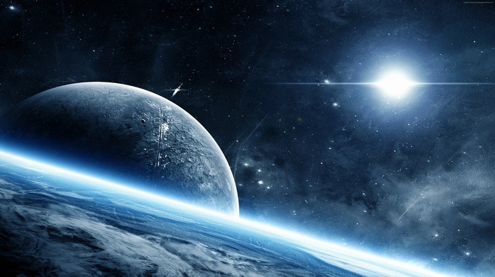 Planet and star in a galaxy 4K