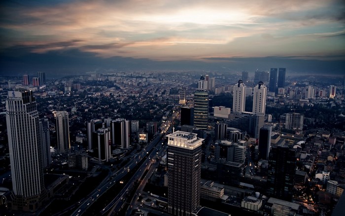 Aerial view of Istanbul cityscape at dusk