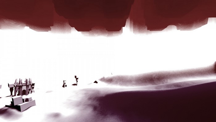 Abstract landscape with red and white colors