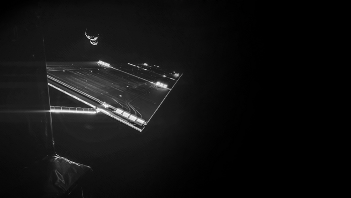 Rosetta spacecraft solar array in space