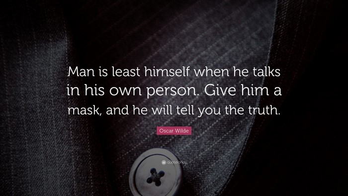 Oscar Wilde quote on a dark suit background