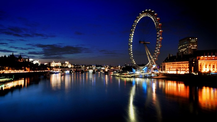 London Eye and Thames River at Night
