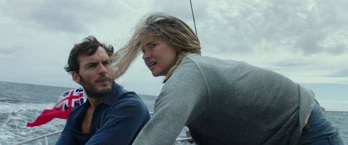 Adrift: Sam Claflin and Shailene Woodley on a sailboat