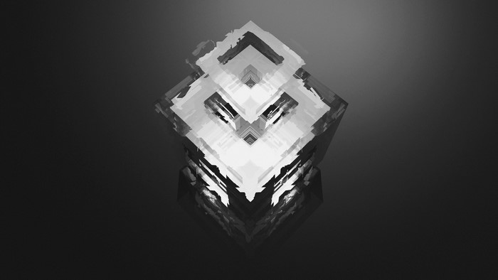 Abstract geometric cube with reflections
