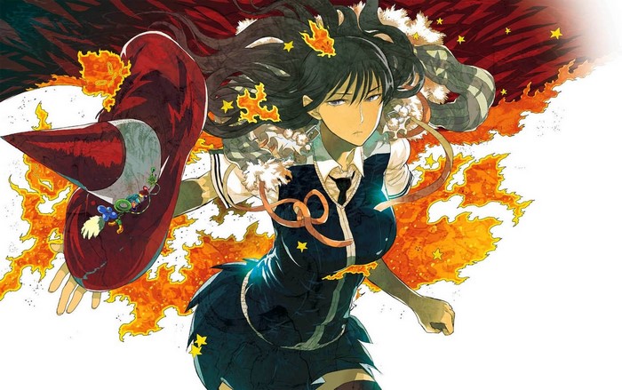 Kagari Ayaka from Witch Craft Works with fire