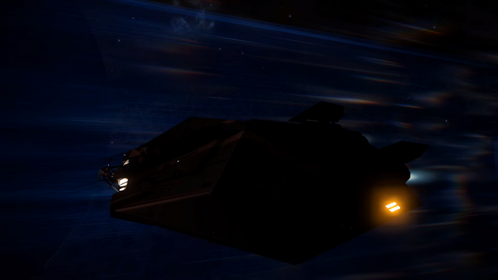 Elite Dangerous spaceship in deep space