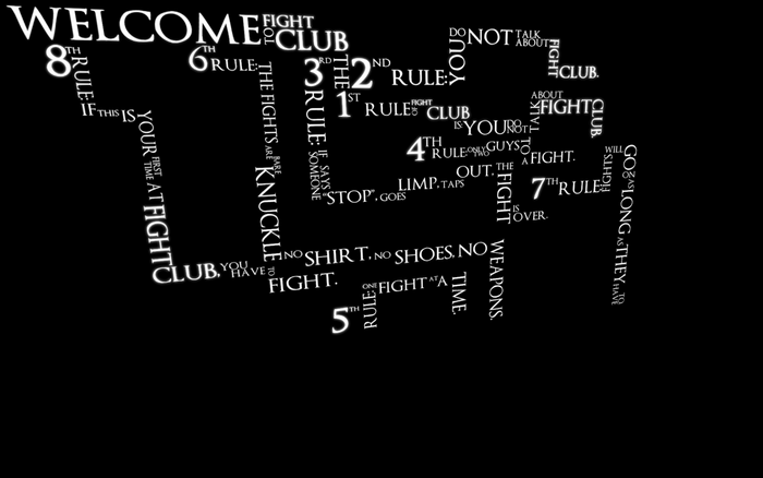 Fight Club rules text collage