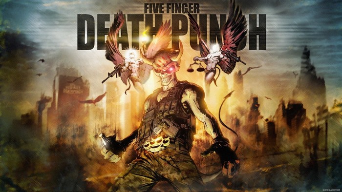 Five Finger Death Punch logo with demonic figure