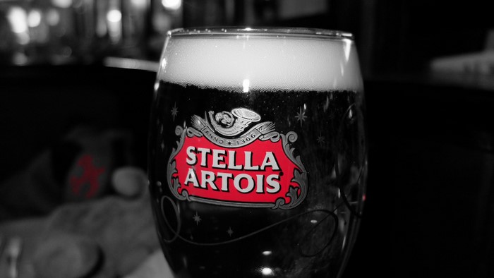 Stella Artois beer in a pint glass