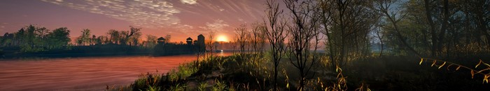 The Witcher 3 Wild Hunt Nvidia Ansel sunset over wetland