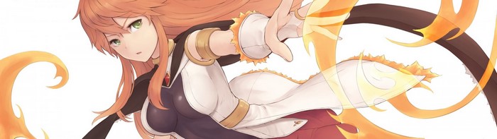 Anime girl with orange hair and fire magic