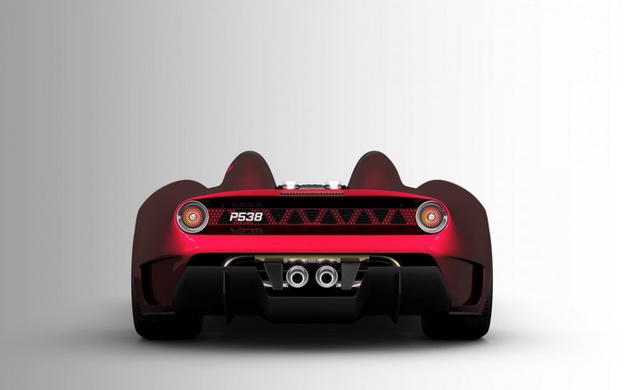 Red sports car P538 rear view