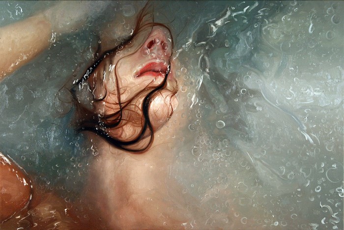 Emotive Underwater Portrait of Woman with Wet Hair
