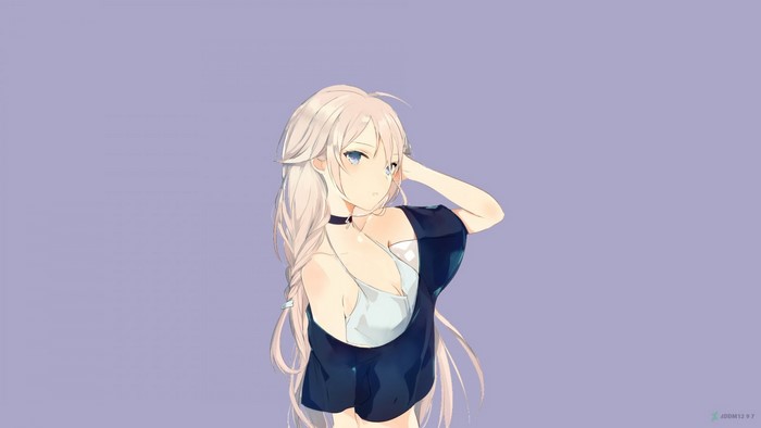 Anime girl with white hair and blue eyes