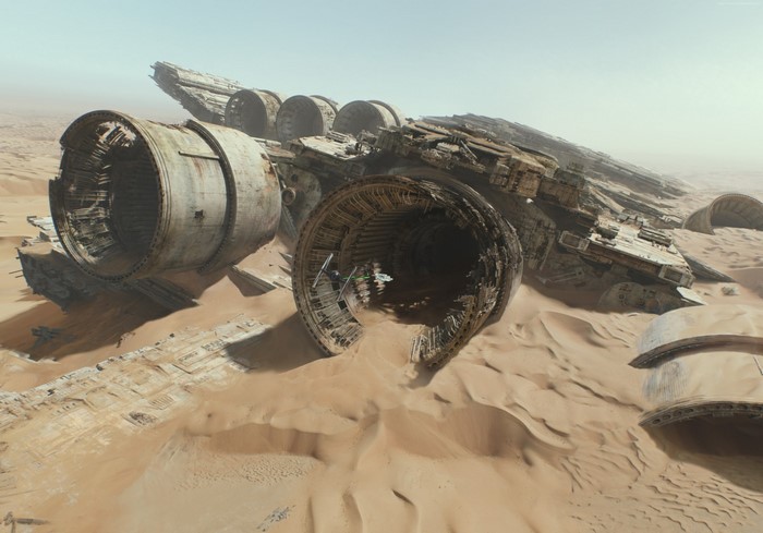 Star Wars Star Destroyer wreckage in desert