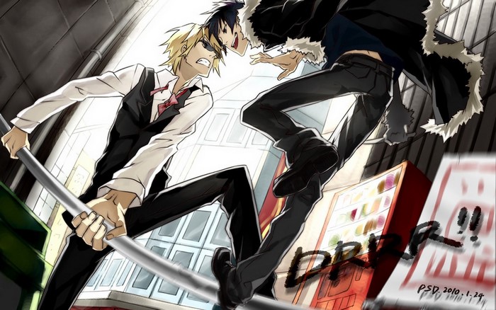Heiwajima Shizuo and Orihara Izaya from Durarara