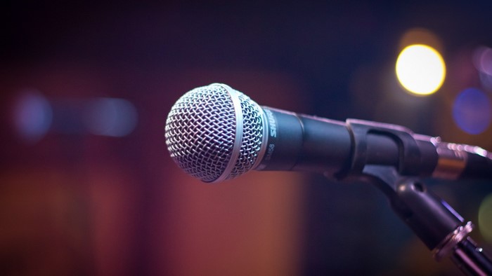 Shure SM58 microphone on a stand