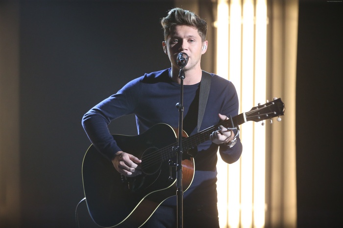 Niall Horan performing with guitar