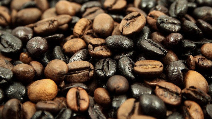 Close-up of roasted coffee beans