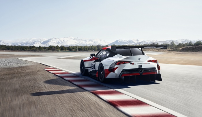 Toyota GR Supra Racing Concept on a Racetrack